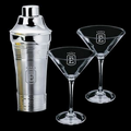 3 Piece Martini Set w/ 24 Oz. Rockport Shaker & 2 Connoisseur Glasses